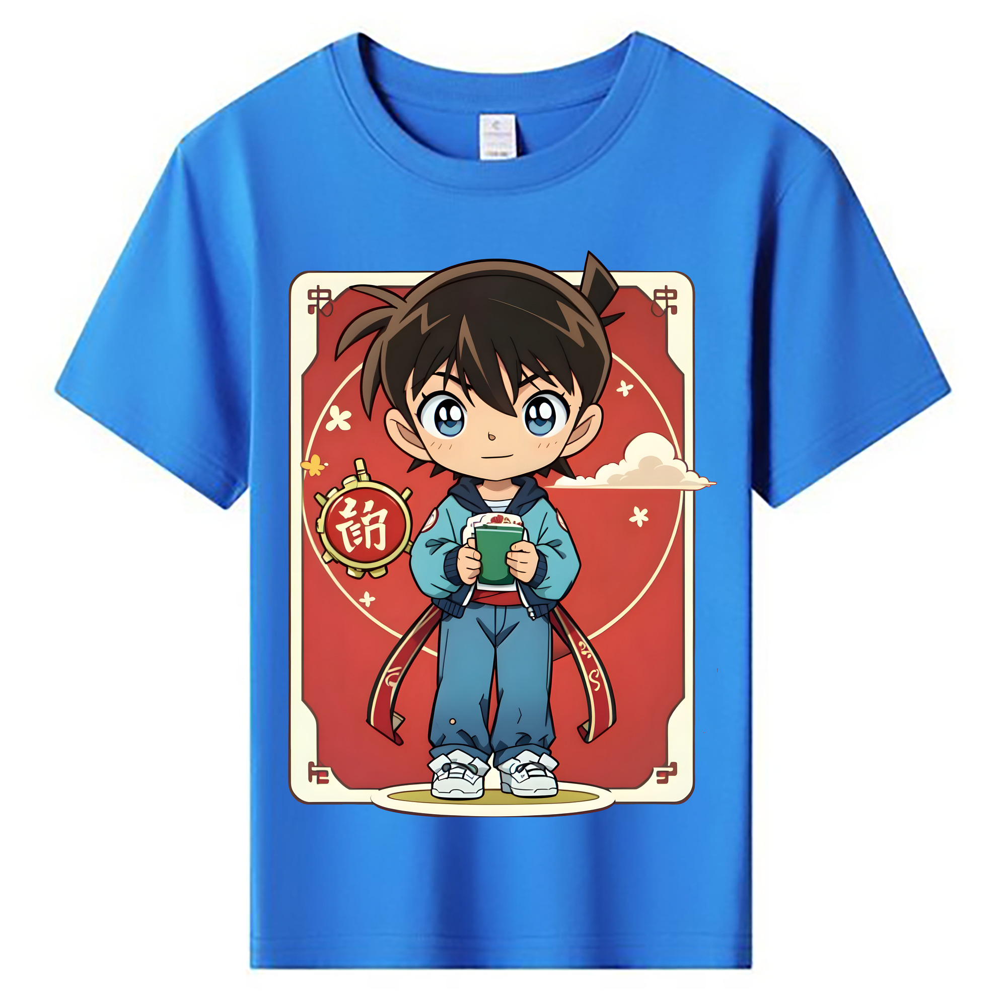 （画像用） 名探偵コナン 江戸川 コナン Detective Conan Conan Edogawa 綿100％キッズTシャツ（フロントプリント）